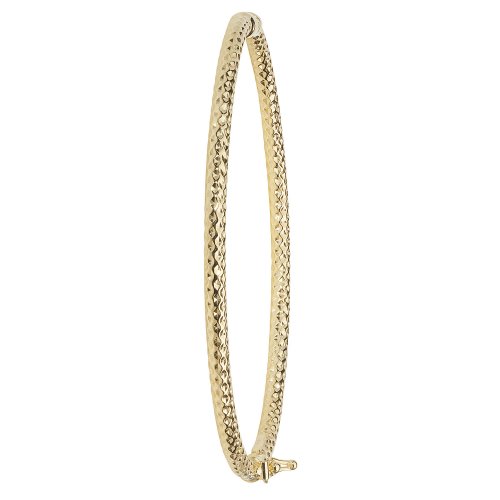 9ct Gold Diamond Cut Hinged Bangle 