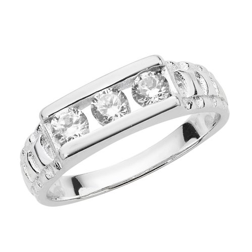 Silver Babies' Trilogy Cz Ring 