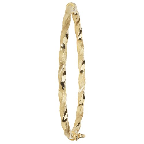 9ct Gold Diamond Cut Twisted Hinged Bangle 