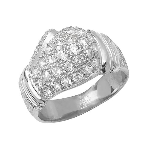 Silver Gents' Cz Boxing Glove Ring 