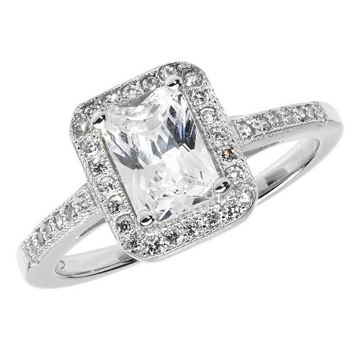 Silver Cz Emerald Cut Ring 