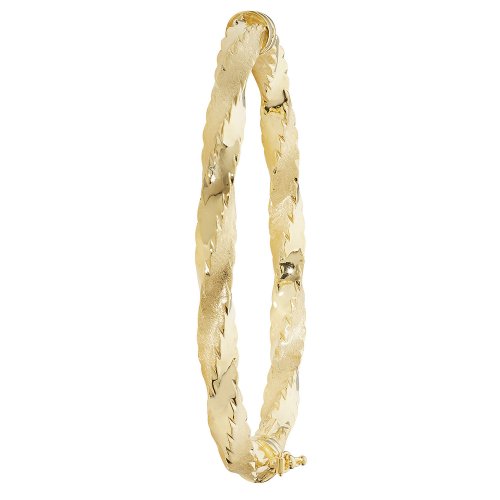 9ct Gold Diamond Cut Twisted Hinged Bangle 