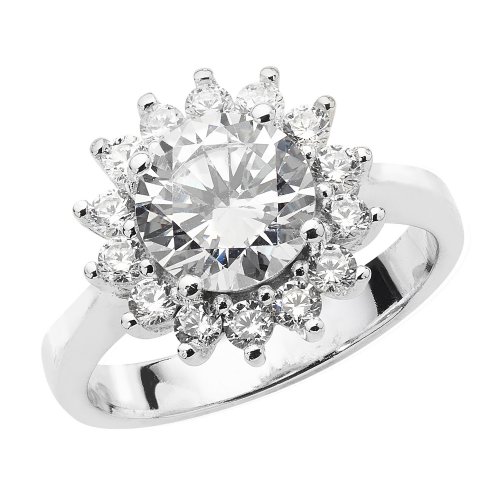 Silver Cz Cluster Ring 
