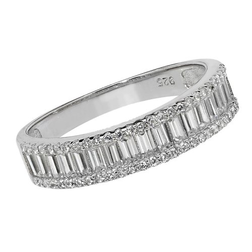 Silver Baguette Eternity Cz Ring 