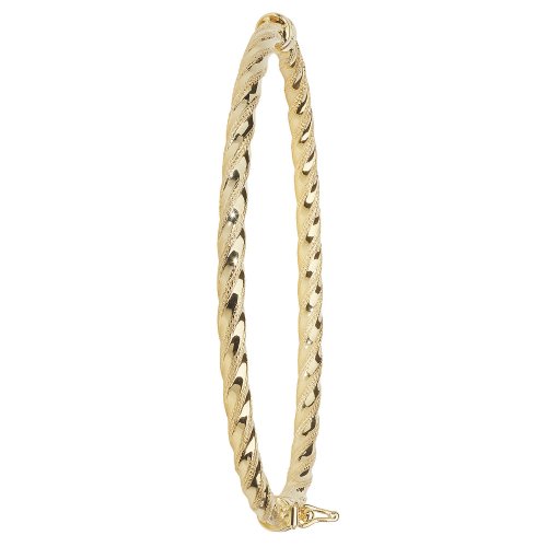 9ct Gold Diamond Cut Twisted Hinged Bangle 