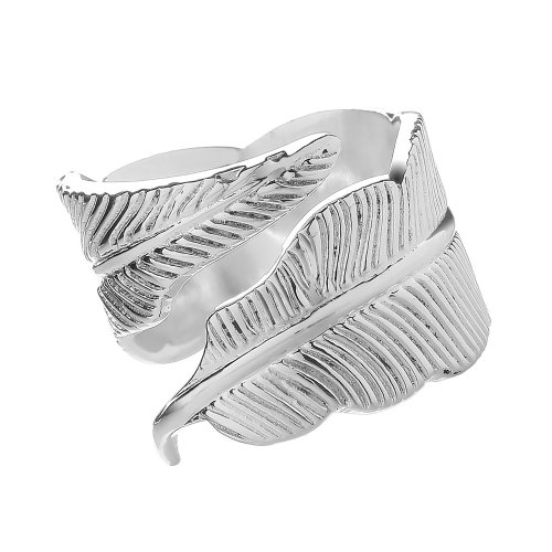 Silver Spiral Leaf Ring 