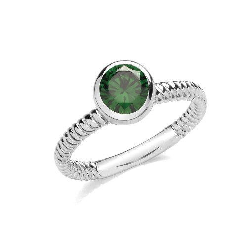 Silver Rhouium Plated Cz Solitaire Ring 