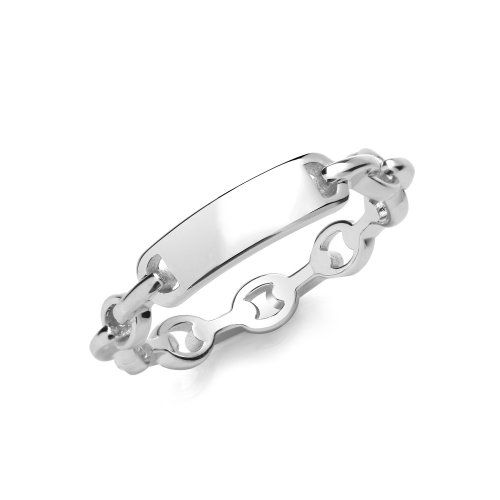 Silver Rhouium Plated Link I D Ring 