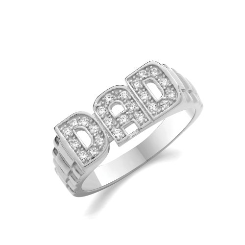 Silver Cz Dad Ring 