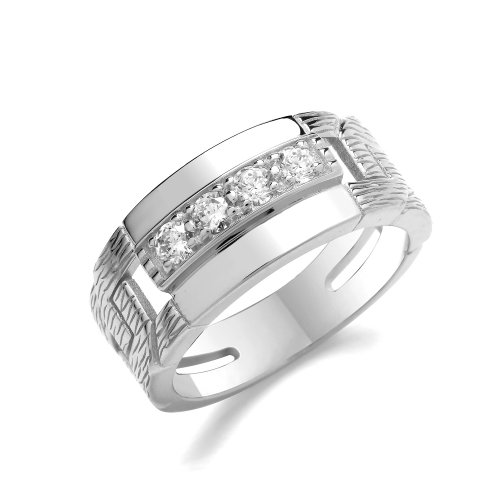 Silver Mens Cz Ring 