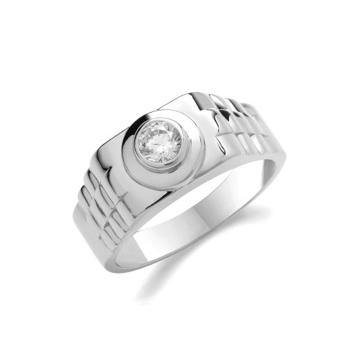 Silver Mens Cz Ring 