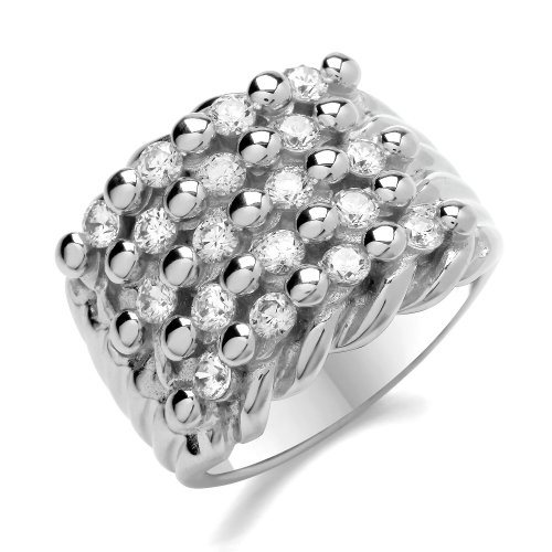 Silver Mens Keeper Cz Ring 
