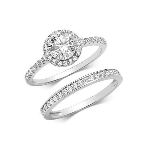 Silver Bridal Cz Set Band & Ring 