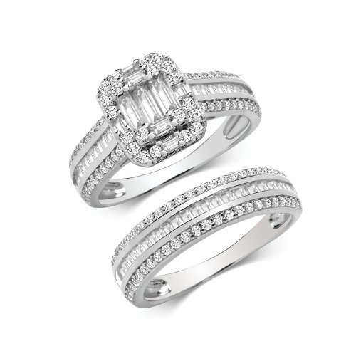 Silver Bridal Cz Set Band & Ring 