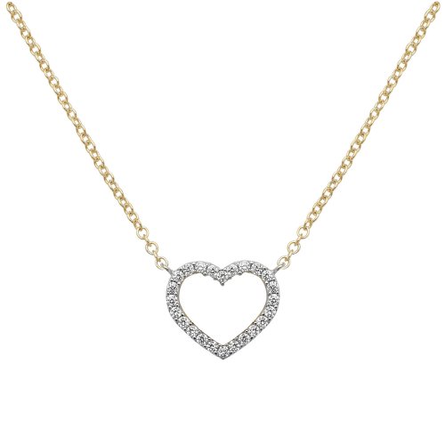 9ct Gold Cz Open Heart Necklet 