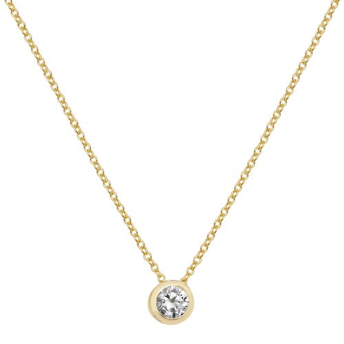 9ct Gold Single Cz Rubover Necklet 