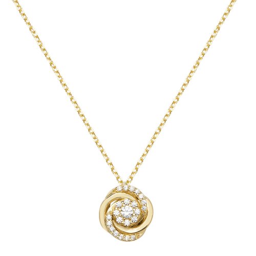 9ct Gold Cz Set Knot Necklet 