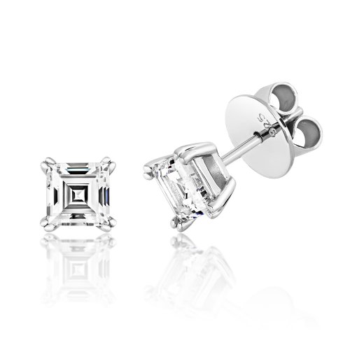Asscher Cut 4 Twin Claw Set Stud LEG0006