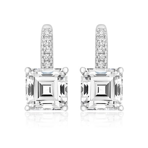 Asscher Cut Claw Set With Grain Set Stem Studs LEG0017