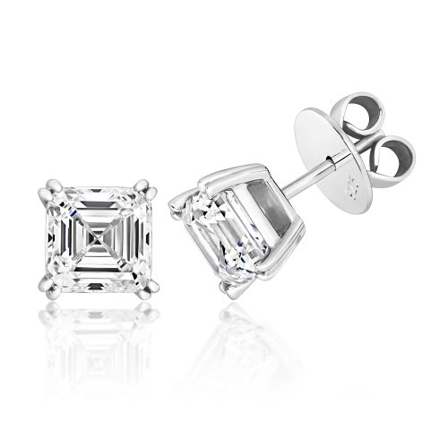 Asscher Cut 4 Twin Claw Set Stud LEG0009