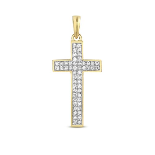 Diamond Pave Set Cross In 9ct Gold 