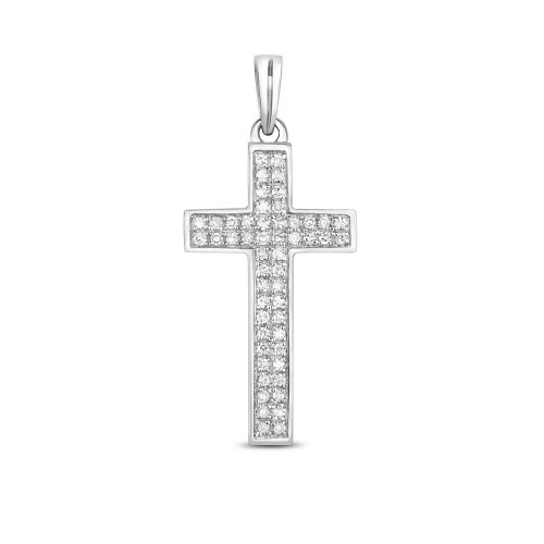 Diamond Pave Set Cross In 9ct White Gold 
