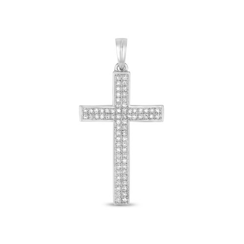 Diamond Pave Set Cross In 9ct White Gold 