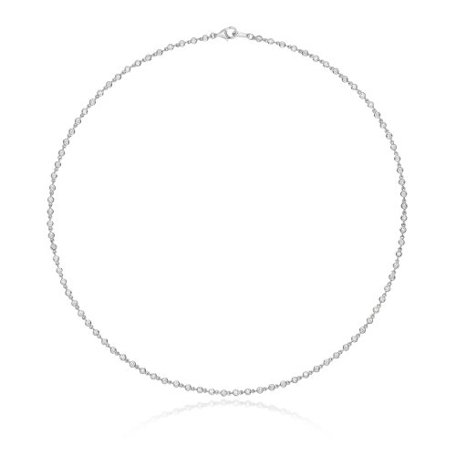 White Stone Rubover Set Fine Chain Style Necklet LNG0006