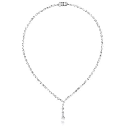 Angled Pear Shape Drop With Pear Shape Claw Set Line Necklet LNG0007