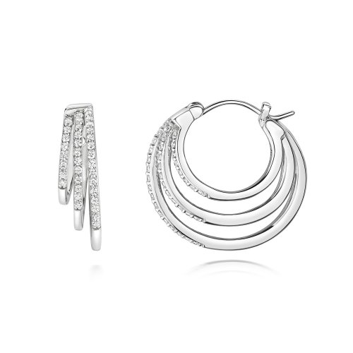 Triple Hoop Set With White Clear Stones LEG0124