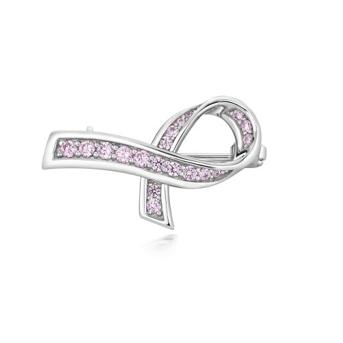 Pink Grain Set Stones Ribbon Brooch LHG0011