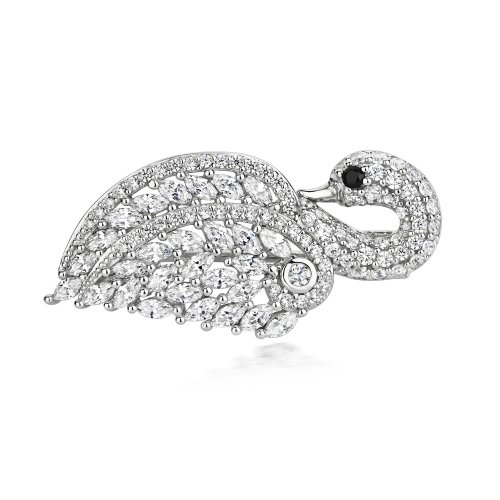 Round And Marquise Swan Brooch LHG0012