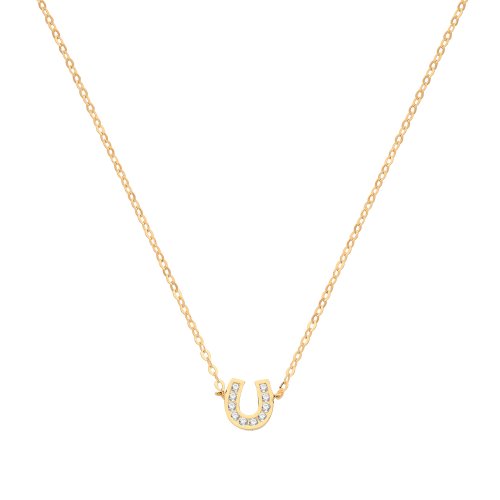 9ct Gold Cz Horseshoe Necklet 