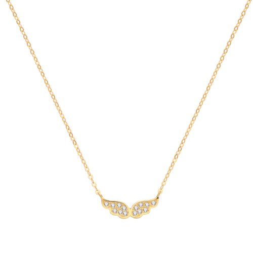 9ct Gold Cz Wings Necklet 