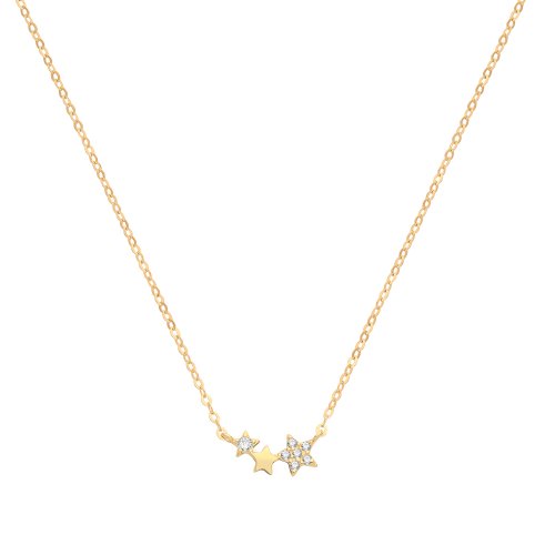 9ct Gold Cz Triple Star Necklet 