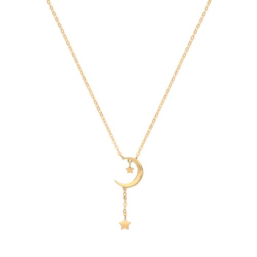 9ct Gold Moon With Drop Star Necklet 