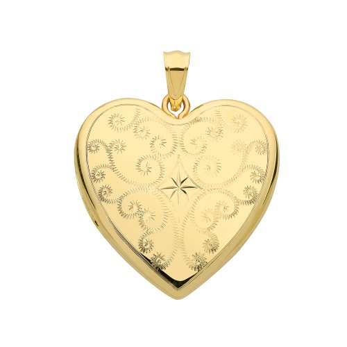 9ct Gold Engraved Heart Locket 
