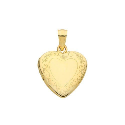 9ct Gold Engraved Heart Locket 