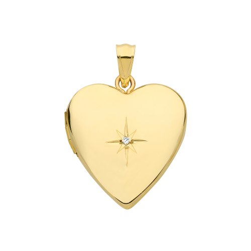 9ct Gold Heart Diamond Set Locket 