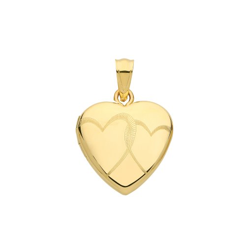 9ct Gold Double Heart Engraved Heart Locket 