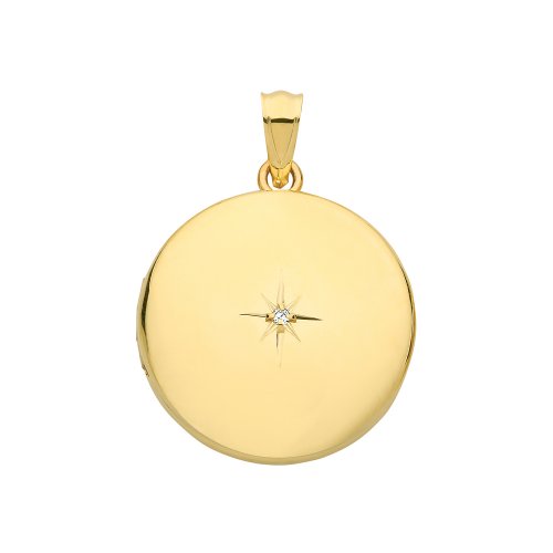 9ct Gold Round Diamond Set Locket 