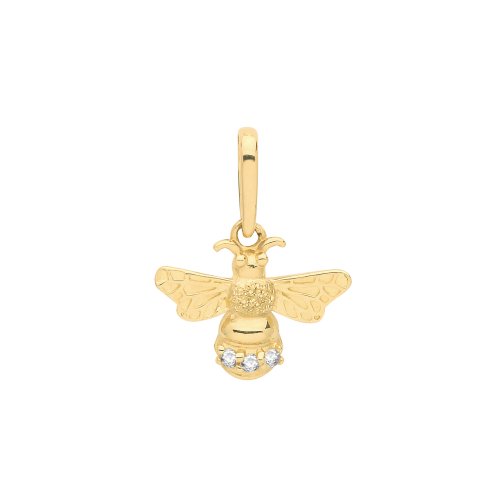 9ct Gold Cz Bee Charm 