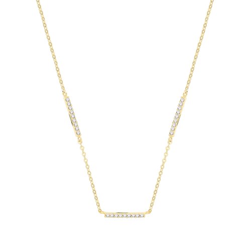 9ct Gold Cz Triple Bar Necklet 
