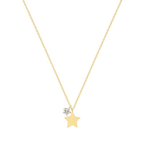 9ct Gold Star And Cz Charm Necklet 