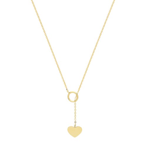 9ct Gold Circle And Heart Lariat Necklet 