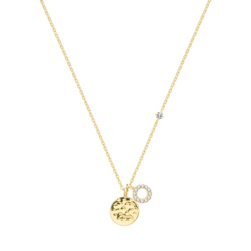 9ct Gold Disc And Cz Circle Necklet 