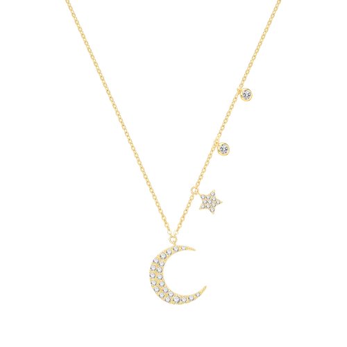9ct Gold Cz Moon And Star Necklet 