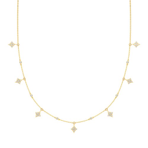 9ct Gold Diamond Shape Cz Necklet 