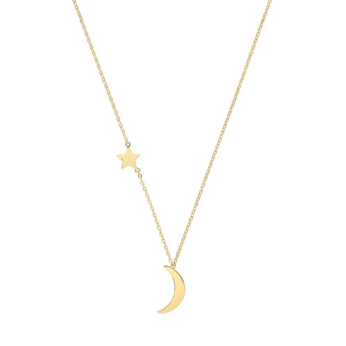 9ct Gold Moon And Star Necklet 