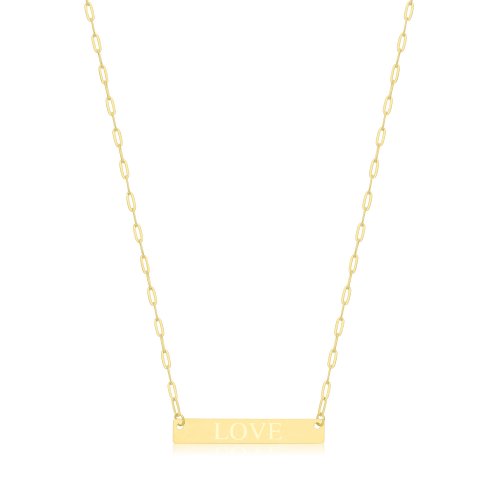 9ct Gold Paperclip Chain Love Necklet 